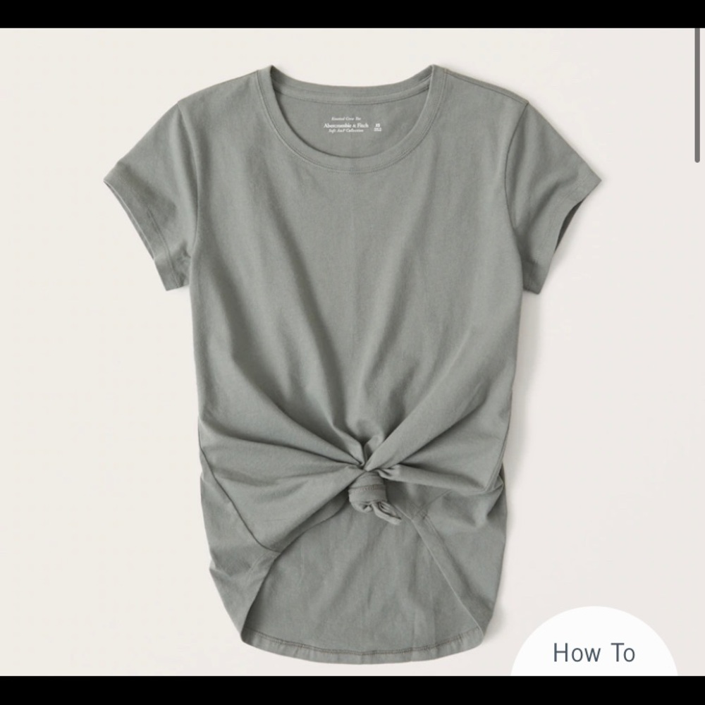 Abercrombie knotted crew tee olive green, medium